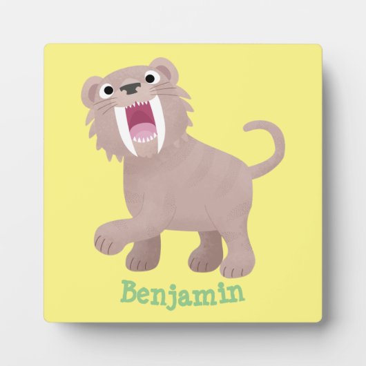 Plaque Photo Caricature du tigre mignon Saber Toothed Smilodon (Devant)