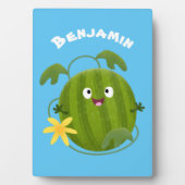 Plaque Photo Caricature joli et souriant de pastèque (Devant)