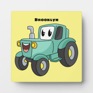 Plaque Photo Caricature joli tracteur vert joyeux