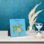 Plaque Photo Caricature joyeuse de tortue de mer verte mignonne (Insitu)