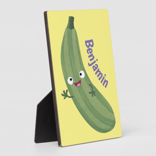 Plaque Photo Caricature joyeux de courgettes mignonnes (Côté)