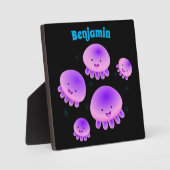 Plaque Photo Caricature kawaii de méduse violette rose mou (Recto)