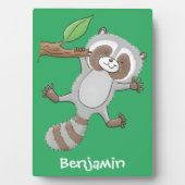Plaque Photo Caricature pour bébé au raton laveur joyeux (Devant)