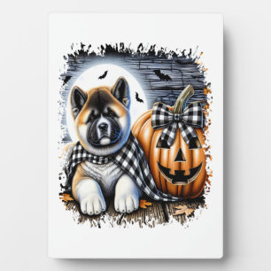 Plaque Photo Carré d'Halloween de chien Akita