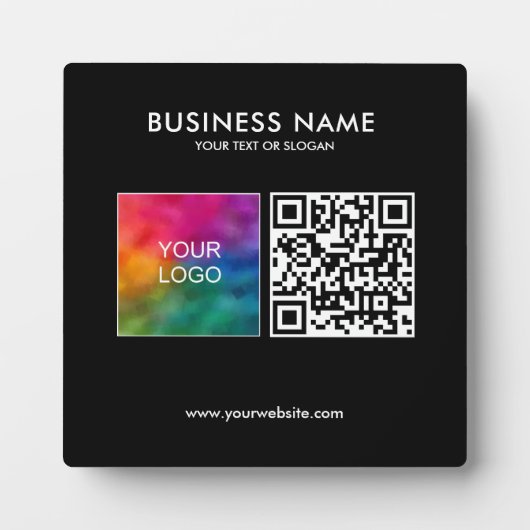 Plaque Photo Carré Modèle de code QR de votre logo d'entreprise (Devant)