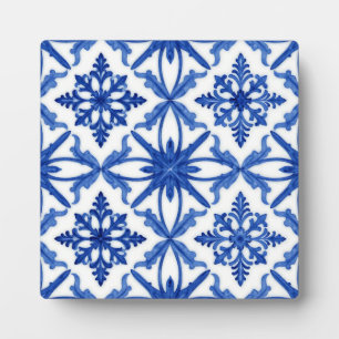 Plaque Photo Carreau d'azulejo bleu blanc à motif floral
