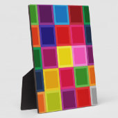 Plaque Photo Carrés multicolores et rayures Girly (Côté)