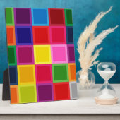 Plaque Photo Carrés multicolores et rayures Girly (Côté)