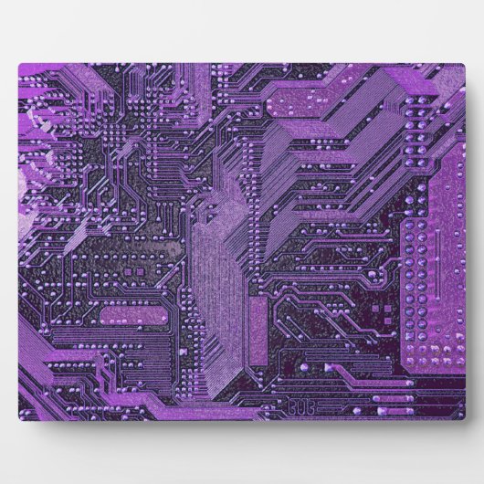 Plaque Photo Carte Cyber Circuit Purple Tech Art Electronique (Devant)