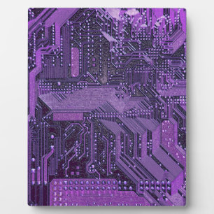 Plaque Photo Carte Cyber Circuit Purple Tech Art Electronique