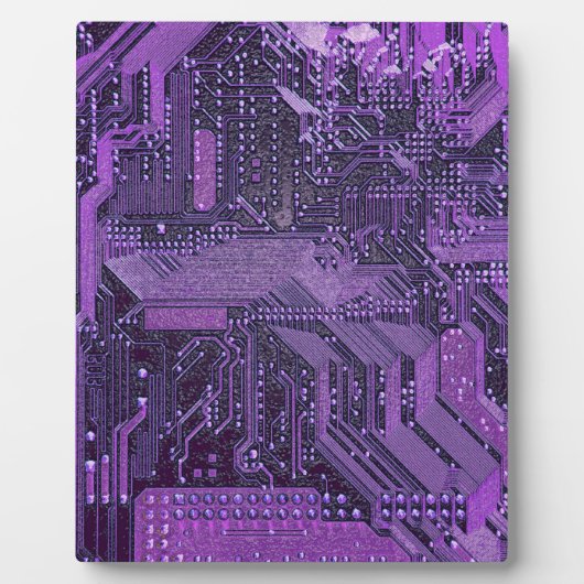 Plaque Photo Carte Cyber Circuit Purple Tech Art Electronique (Devant)