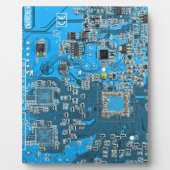 Plaque Photo Carte de circuit Geek d'ordinateur bleu (Devant)