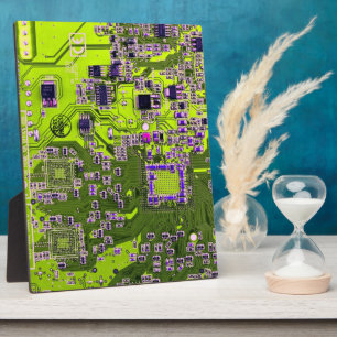 Plaque Photo Carte de circuit Geek d'ordinateur Neon Jaune
