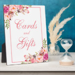 Plaque Photo Carte de mariage ou douche rose florale Cadeaux<br><div class="desc">Aquarelle Floral rose douche ou cartes de mariage Cadeaux Table Plaque</div>
