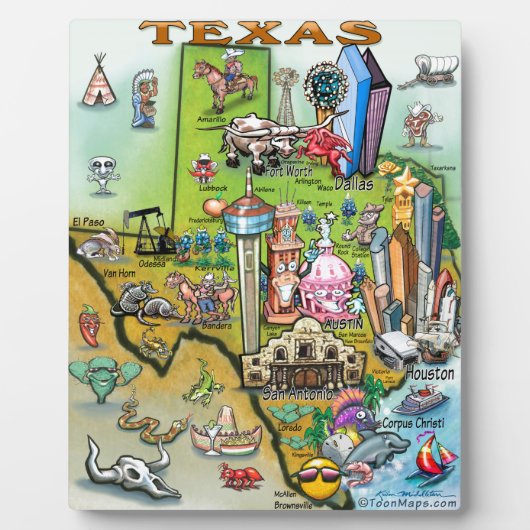 Plaque Photo Carte des loisirs du Texas (Devant)