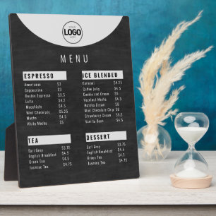 Plaque Photo Carte des prix du logo de la cafétéria Cuivre noir