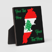 Plaque Photo Carte du Liban avec drapeau (Recto)