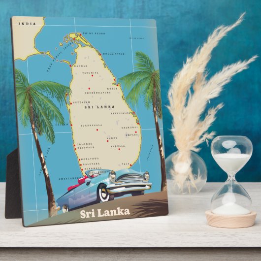 Plaque Photo Carte illustrée du Sri Lanka (Côté)