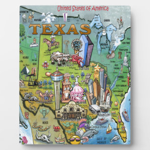 Plaque Photo Carte Texas USA