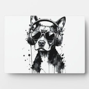 Plaque Photo Casque de chien cool Cute Animaux de compagnie enc