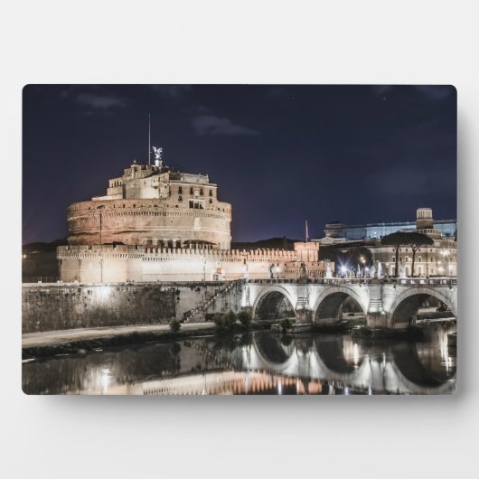Plaque Photo Castel Sant Angelo la nuit à Rome (Devant)