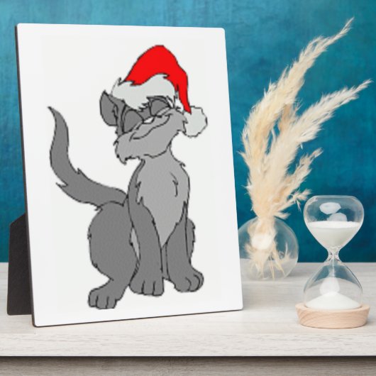 PLAQUE PHOTO CAT PÈRE NOËL (Côté)