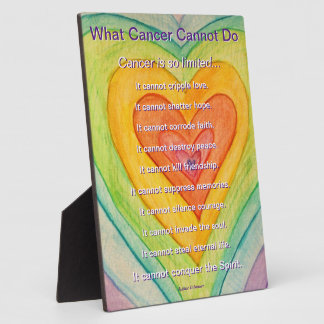 Plaque Photo Ce que le cancer ne peut pas faire Poème Coeur Art