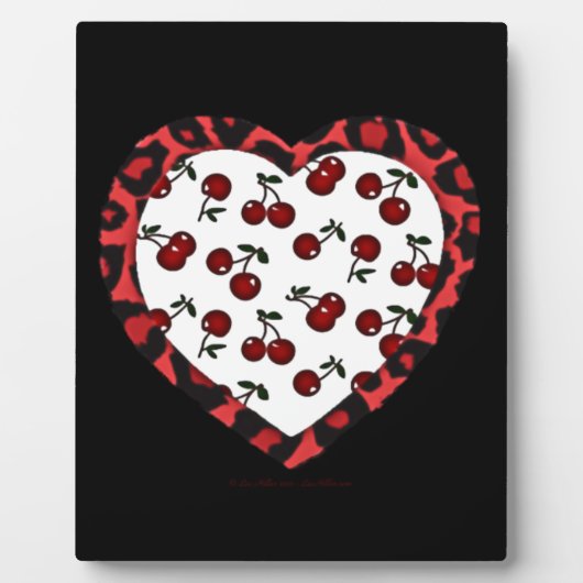 Plaque Photo Cerises Rockabilly RAB Impression de léopard coeur (Devant)