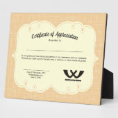 Plaque Photo certificat d'appréciation du salaire des employés (Côté)