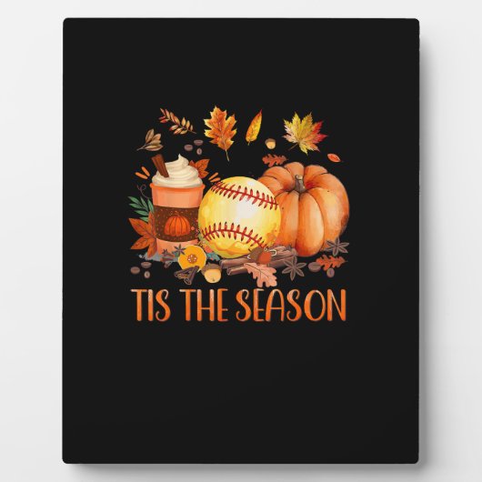 Plaque Photo C'Est La Saison Citrouille Leaf Latte Fall Softbal (Devant)