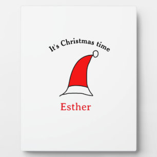 Plaque Photo C'est Noël heure Père Noël rouge casquette nom sim