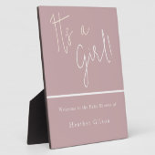 Plaque Photo C'est une fille ! Baby shower Dusty Rose Mauve Ent (Côté)