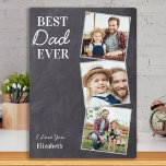 Plaque Photo Chalkboard Best DAD Ever Custom 3 Photo Collage<br><div class="desc">Surprise papa cette fête des pères avec une plaque photo personnalisée 3. "Best DAD Ever" Personnalisez cette plaque de papa avec photos, message et nom favoris. Visitez notre collection pour les meilleurs cadeaux de fête des pères papa et cadeaux de papa personnalisés. DROIT D'AUTEUR © 2020 Judy Burrows, Black Dog...</div>