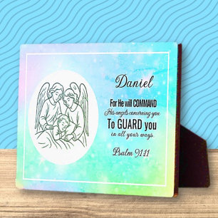 Plaque Photo Chambre d'enfant avec Psaume personnalisé basé sur