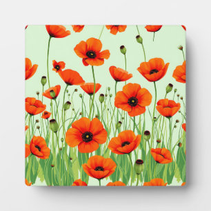 Plaque Photo Champ de coquelicots orange vibrant aquarelle été
