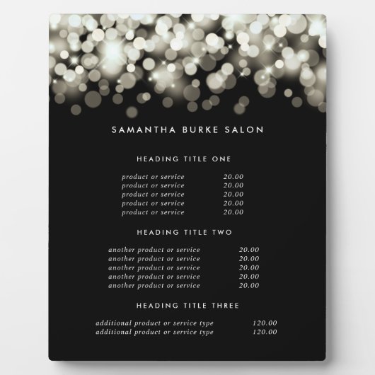 Plaque Photo Champagne Spark | Pricing & Services Display (Devant)