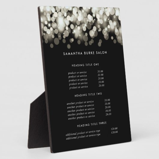 Plaque Photo Champagne Spark | Pricing & Services Display (Côté)