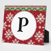 Plaque Photo chandail de noël monogramme personnalisé (Côté)