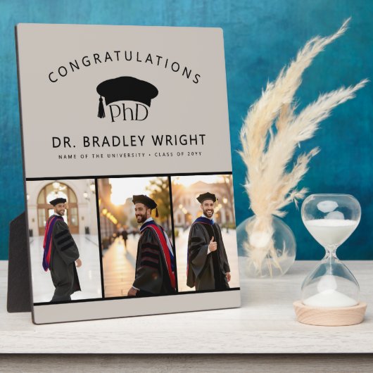 Plaque Photo Chapeau de remise des diplômes de doctorat personn (Côté)