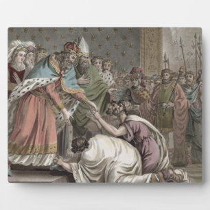 Plaque Photo Charlemagne (742-814) Receives the ambassadors fro