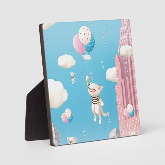 Plaque Photo Chat avec ballon (Recto)