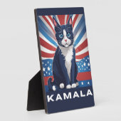 Plaque Photo Chat bleu pour Kamala 2024 Démocrate aux élections (Côté)