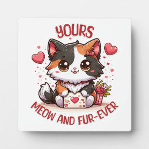 Plaque Photo Chat calico adorable pour la Saint-Valentin