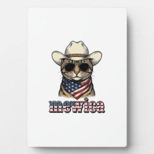 Plaque Photo Chat Cowboy Patriotique Mewica Design Vector Vinta
