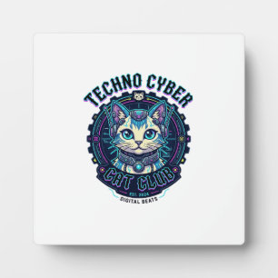 Plaque Photo Chat Cyber Techno Drôle Conception Amateur de Chat