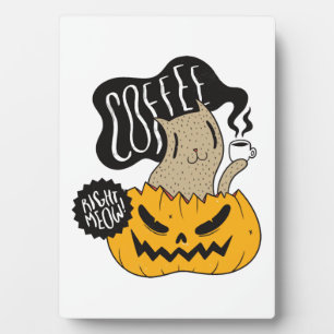 Plaque Photo Chat de café Halloween - Joli chat d'Halloween buv