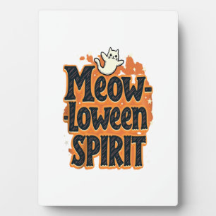 Plaque Photo Chat d'esprit de Meow-loween