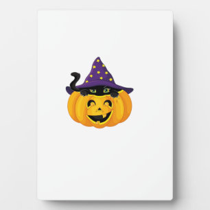 Plaque Photo Chat d'Halloween dans une citrouille � Autocollant