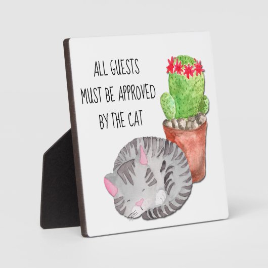 Plaque Photo Chat drôle Approuver les invités (Recto)