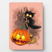 Plaque Photo Chat effrayé par Citrouille Fun Halloween caractèr (Devant)
